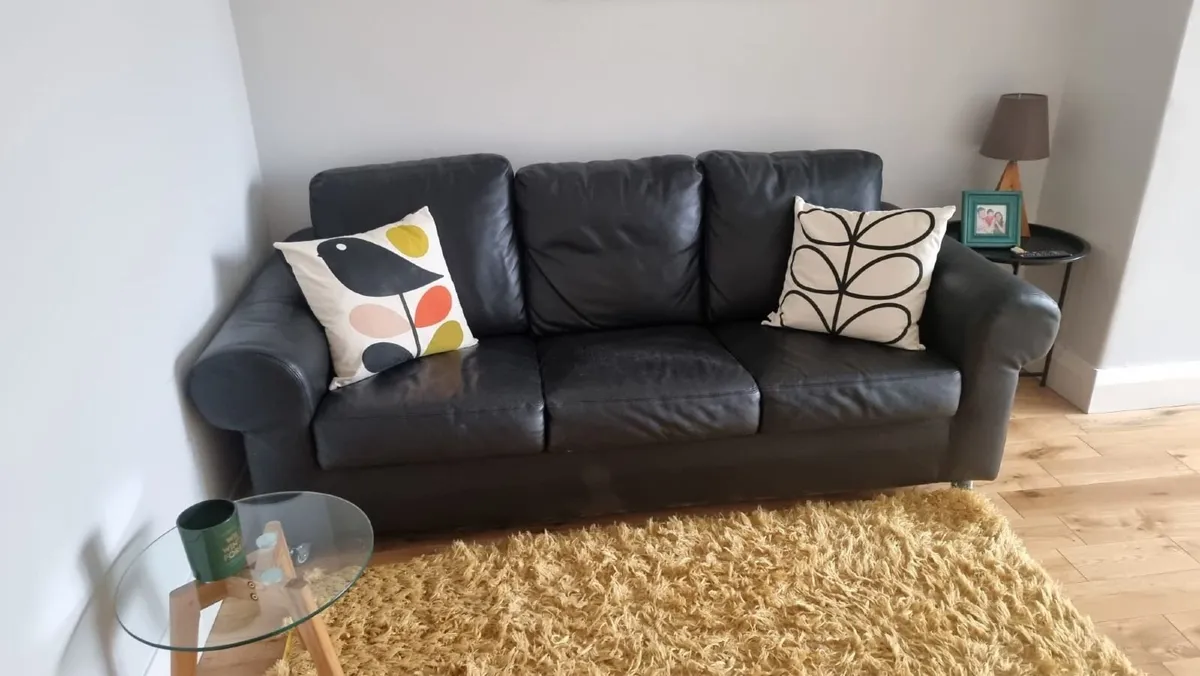 Free Black Leather Sofa - good condition - Image 1