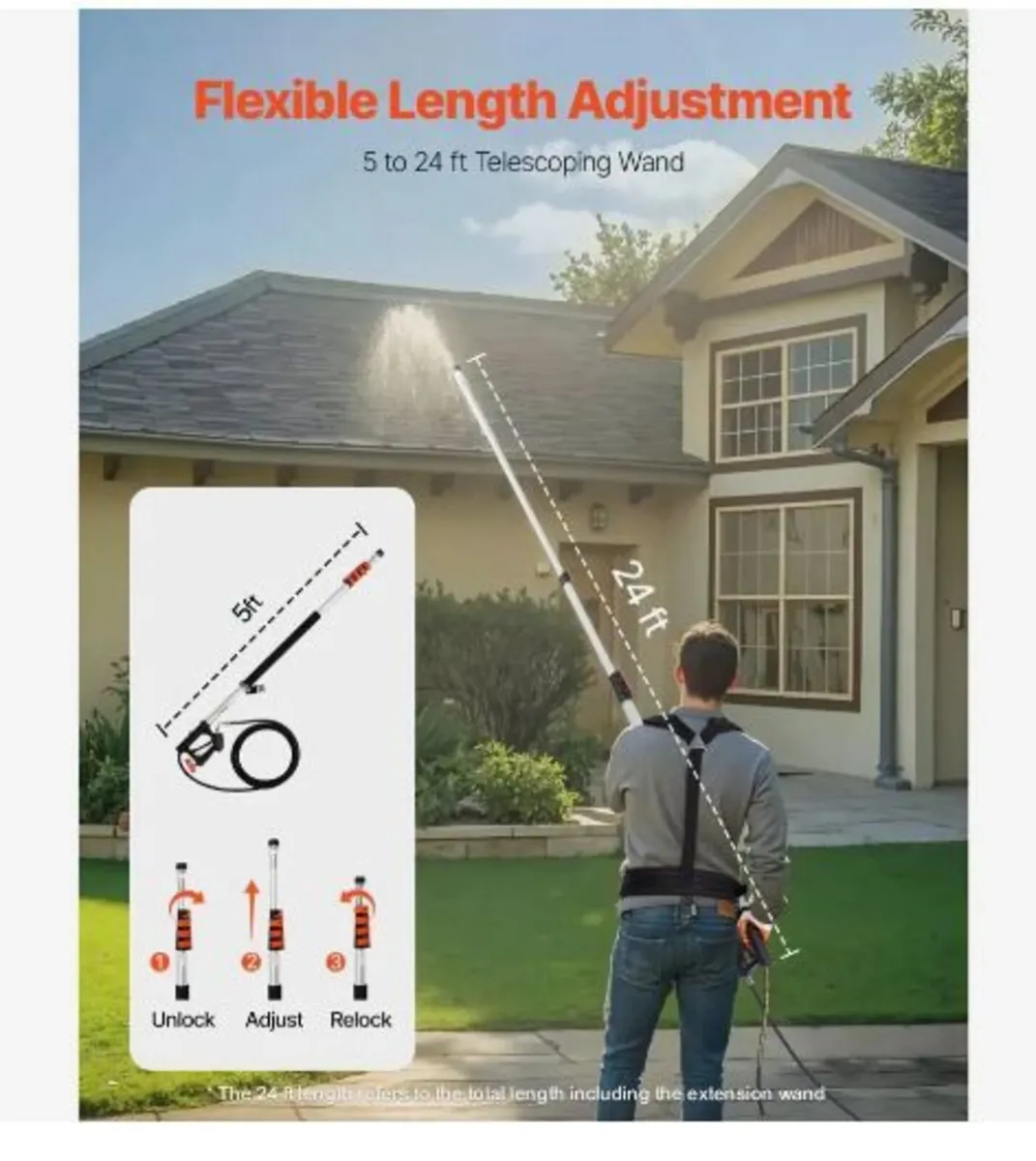Pressure Washer Telescoping Wand, 24 ft - Image 2