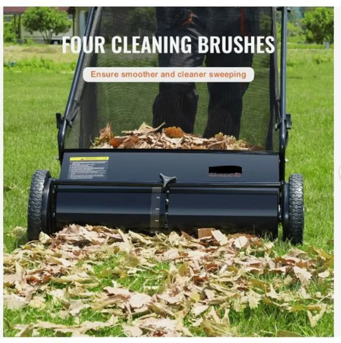 Push Lawn Sweeper, 26-inch Leaf & Grass Collector - Image 3