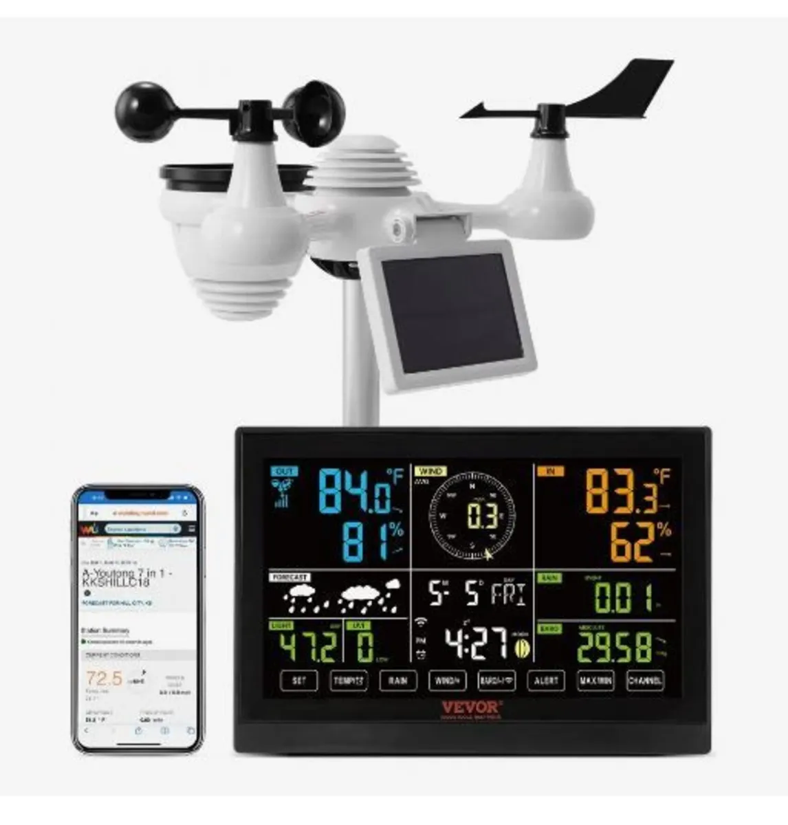 7-in-1 Wi-Fi Weather Station, 19.1 cm - Image 1