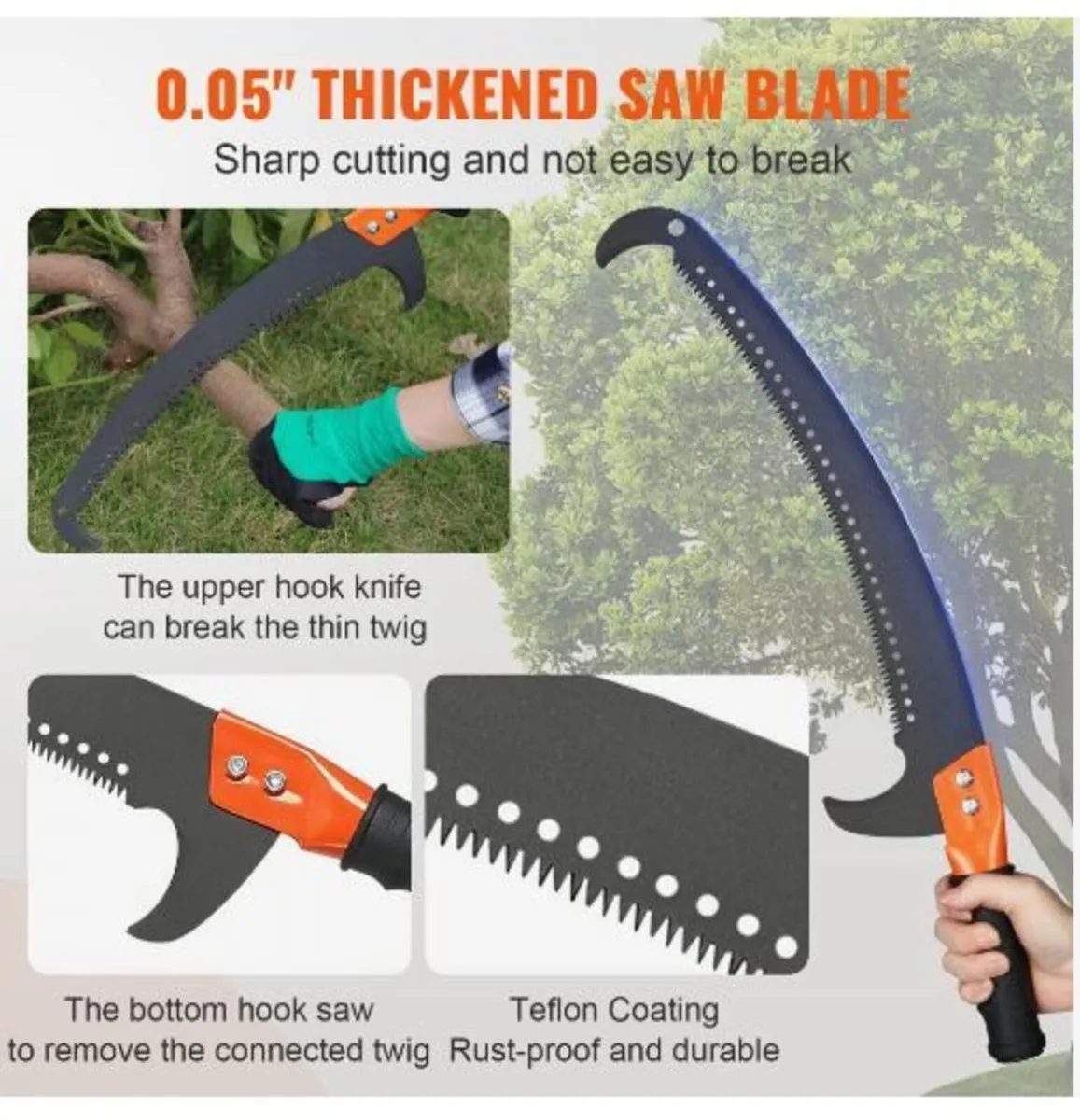 Manual Pole Saw, 2.2-8.2 m Extendable Tree - Image 4