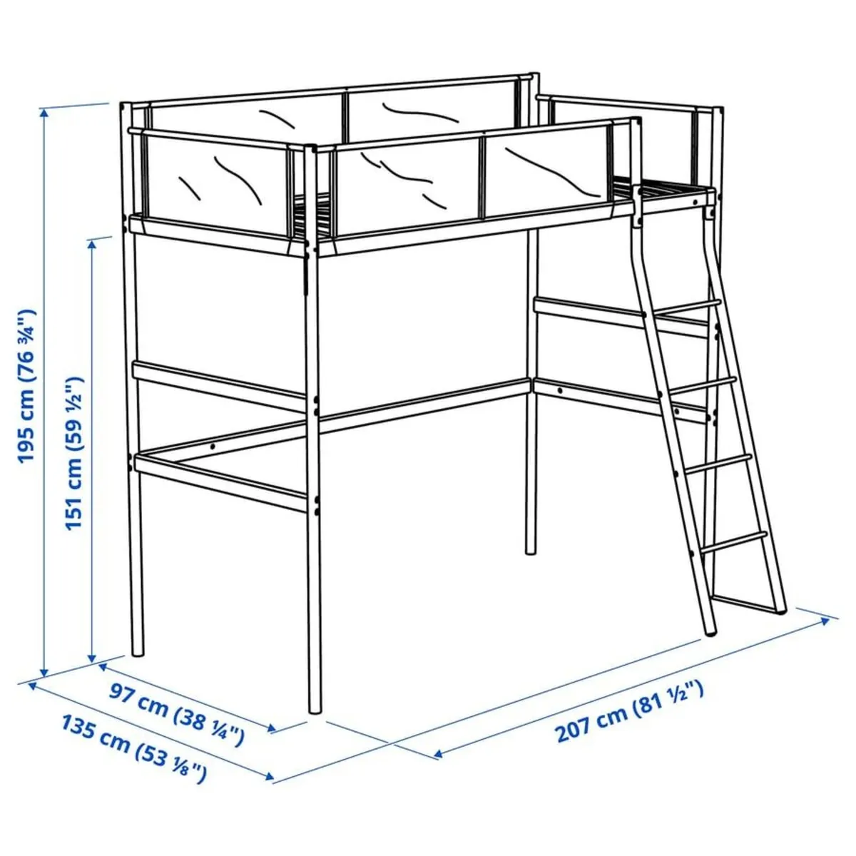 Loft bunk bed and mattress - Image 3