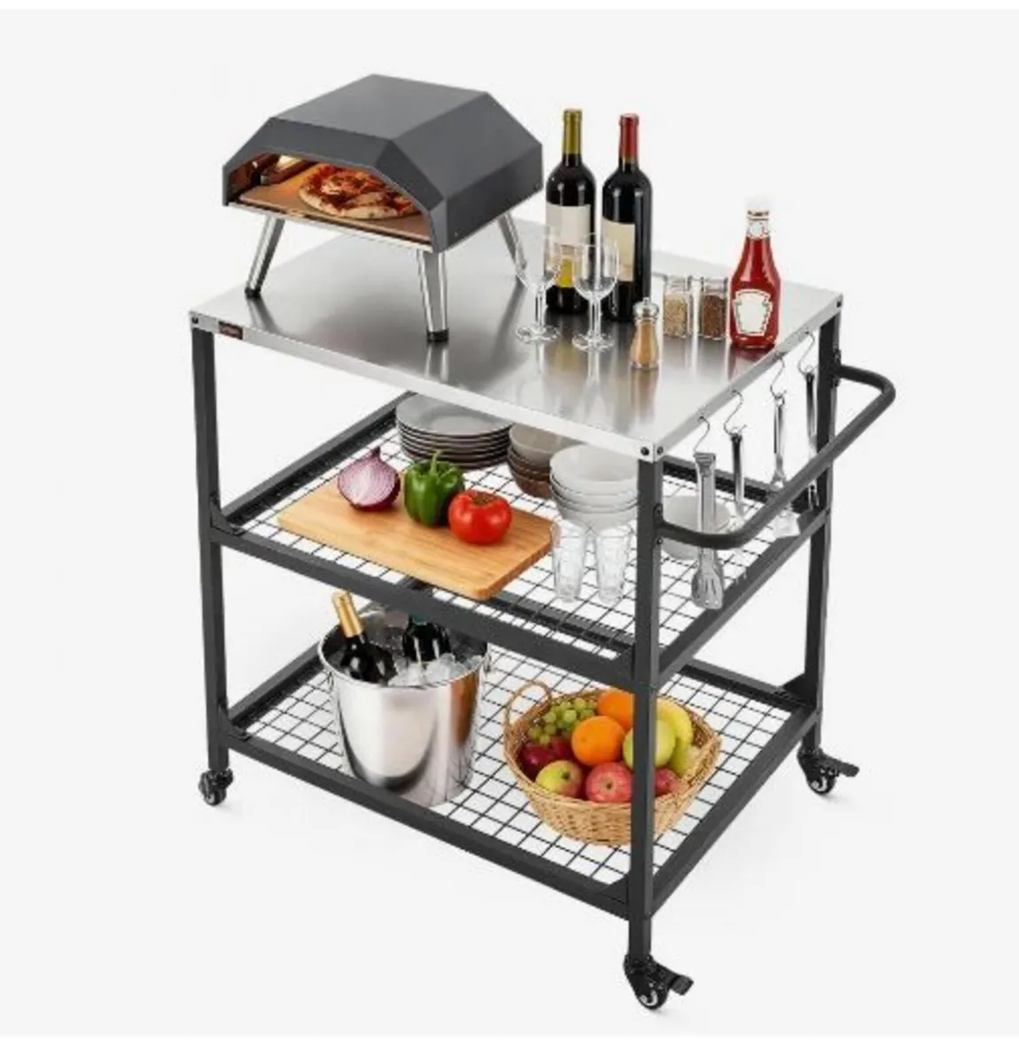 Outdoor Grill Cart, 800 x 610mm Stainless Steel - Image 1