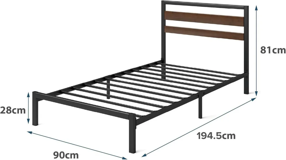 Kai 3ft Single Bed Frame with Headboard (90 x 190 - Image 2