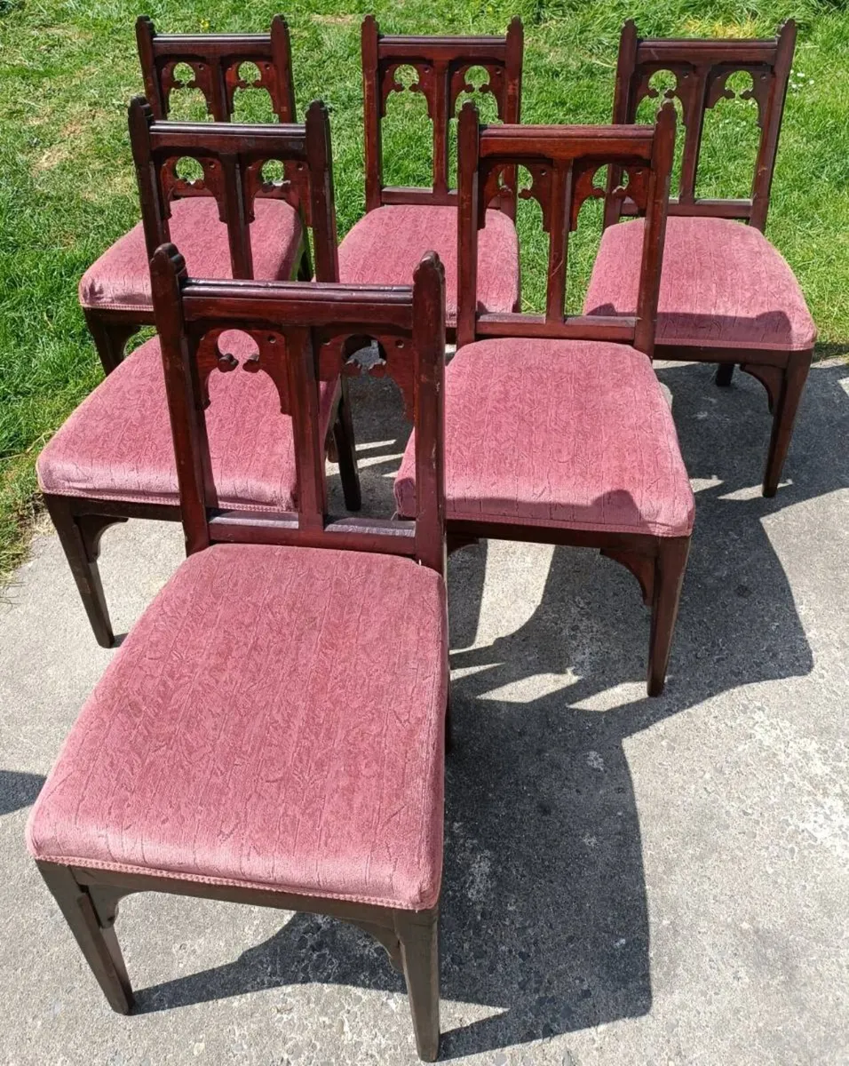 Handcarved Church Chairs - Image 3
