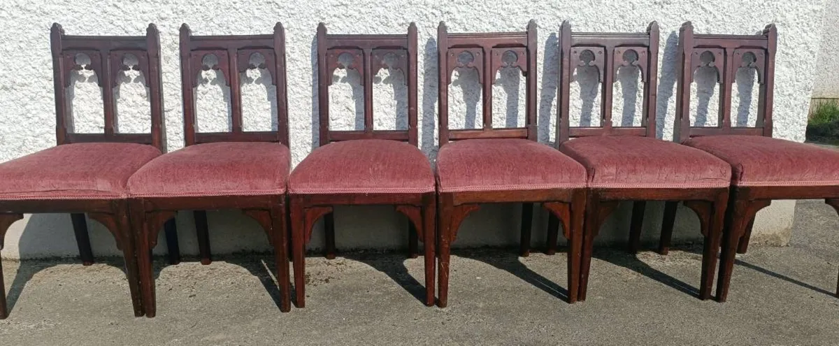 Handcarved Church Chairs - Image 4