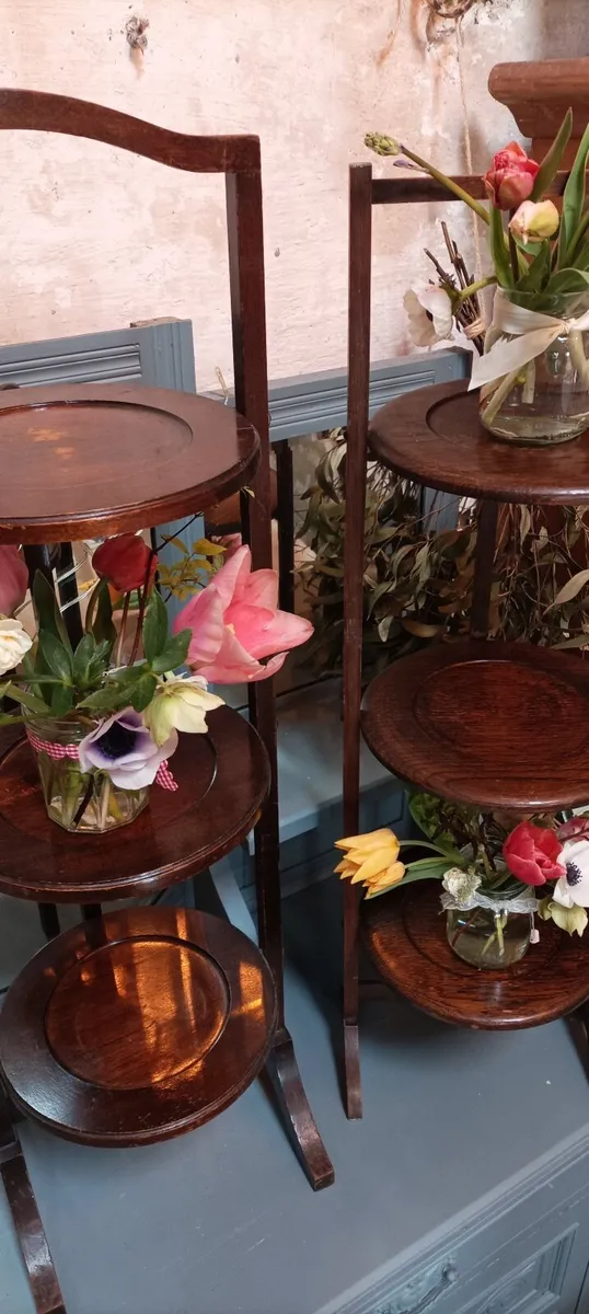 Two Antique Wooden Cake Stands - Image 2