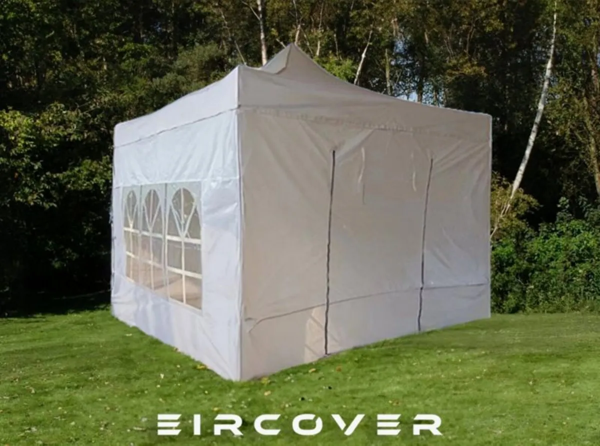 Pop Up Gazebo 3m x 3m  (10' x 10') Alu Frame White - Image 3