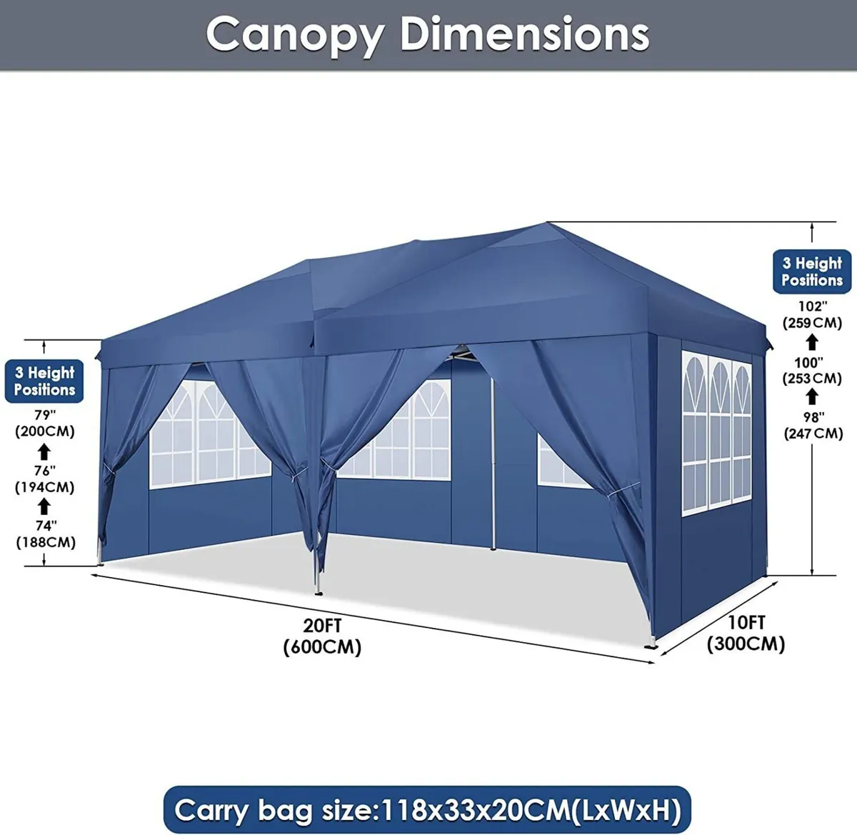 Gazebo 3×6m Folding Pop-Up Tent Outdoor Cover - Image 4