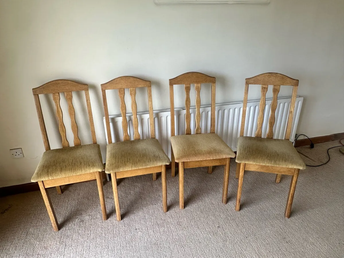 Oak Veneer Kitchen chairs x 4 - Image 1