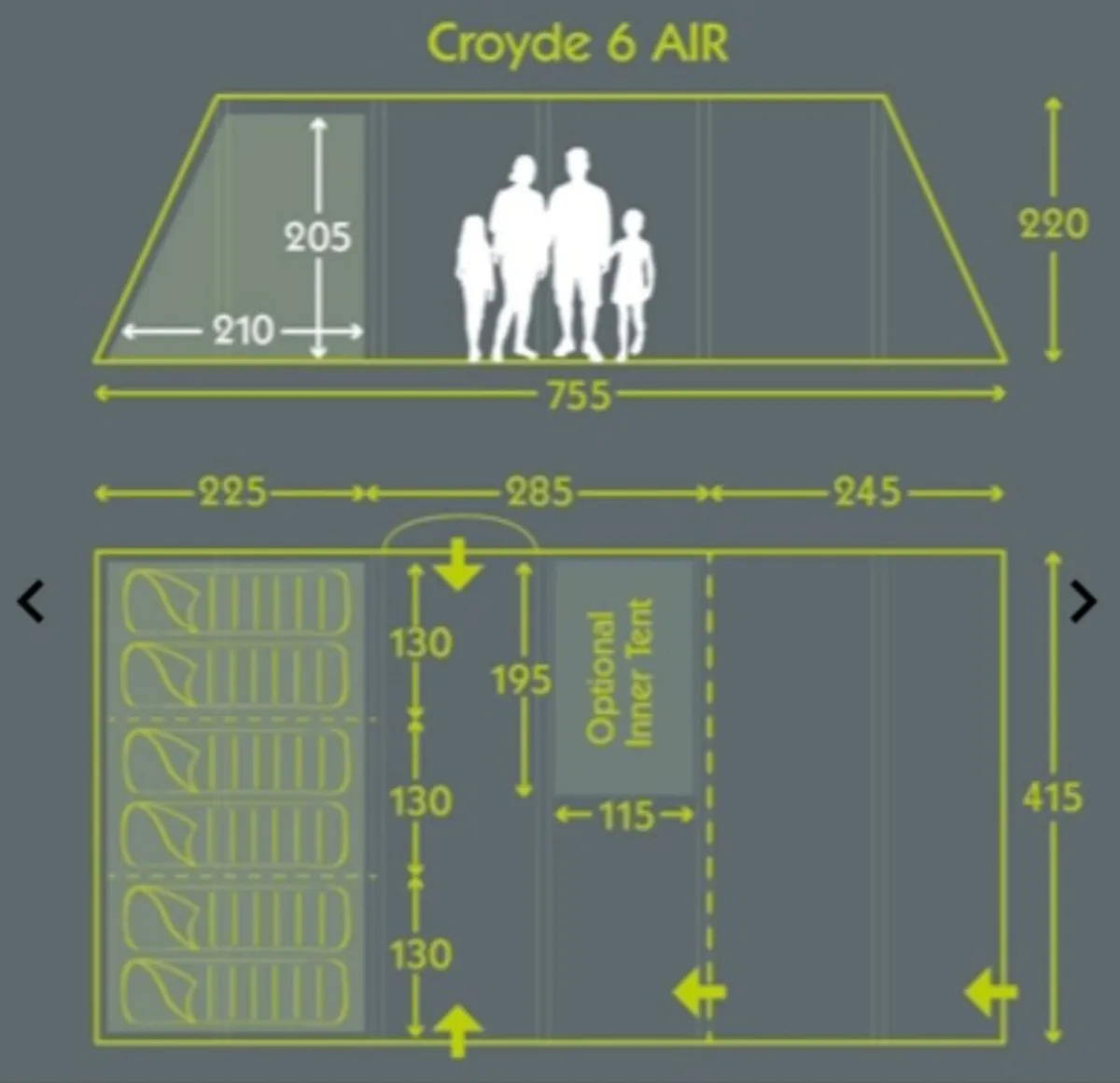 Kampa Croyde 6 AIR Inflatable camping tent. - Image 4