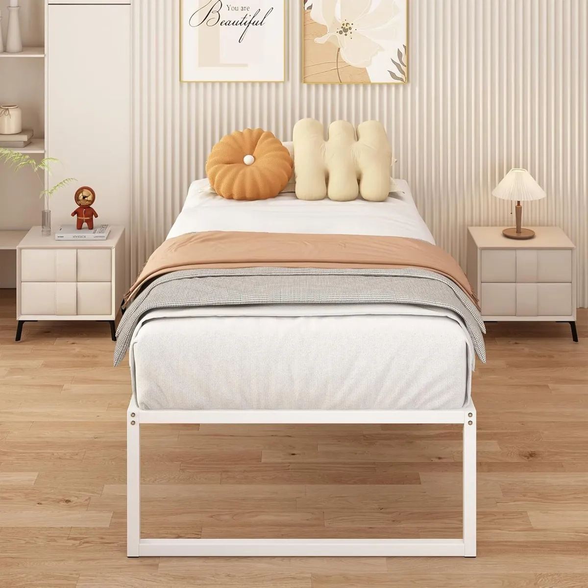 Single Bed Frame 90x190 cm Metal Platform with - Image 3