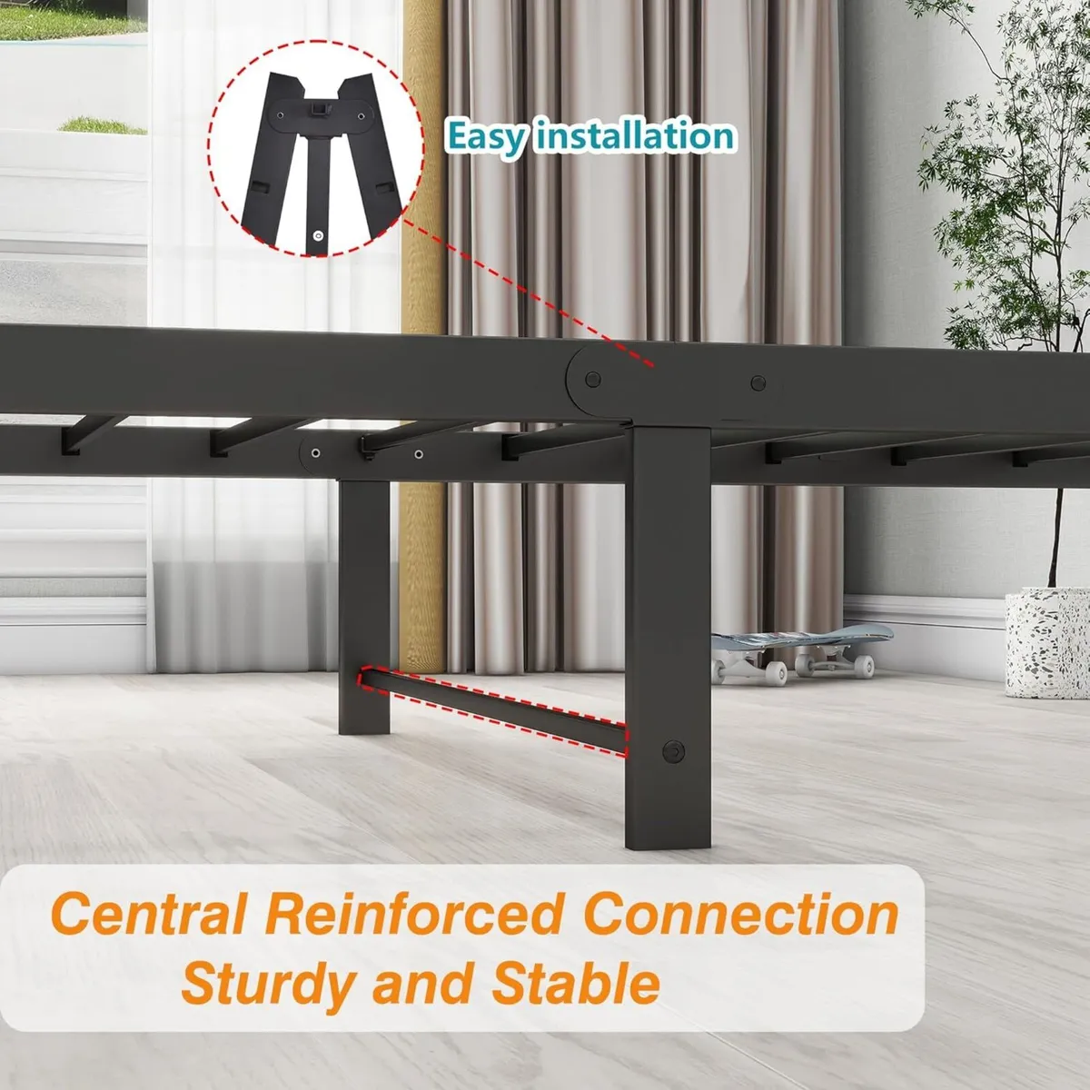 Single Bed Frame with Wooden Headboard and - Image 4