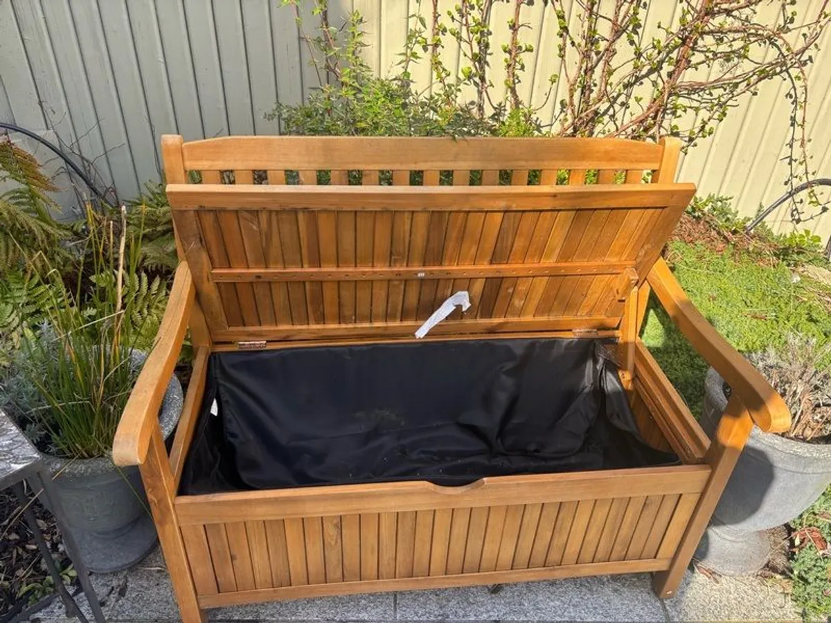 teak garden storage bench - Image 1