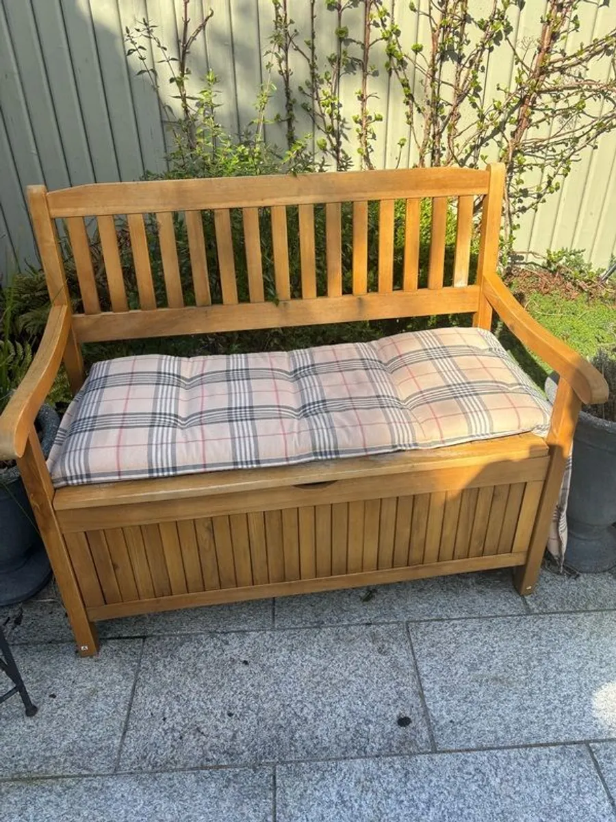 teak garden storage bench - Image 2