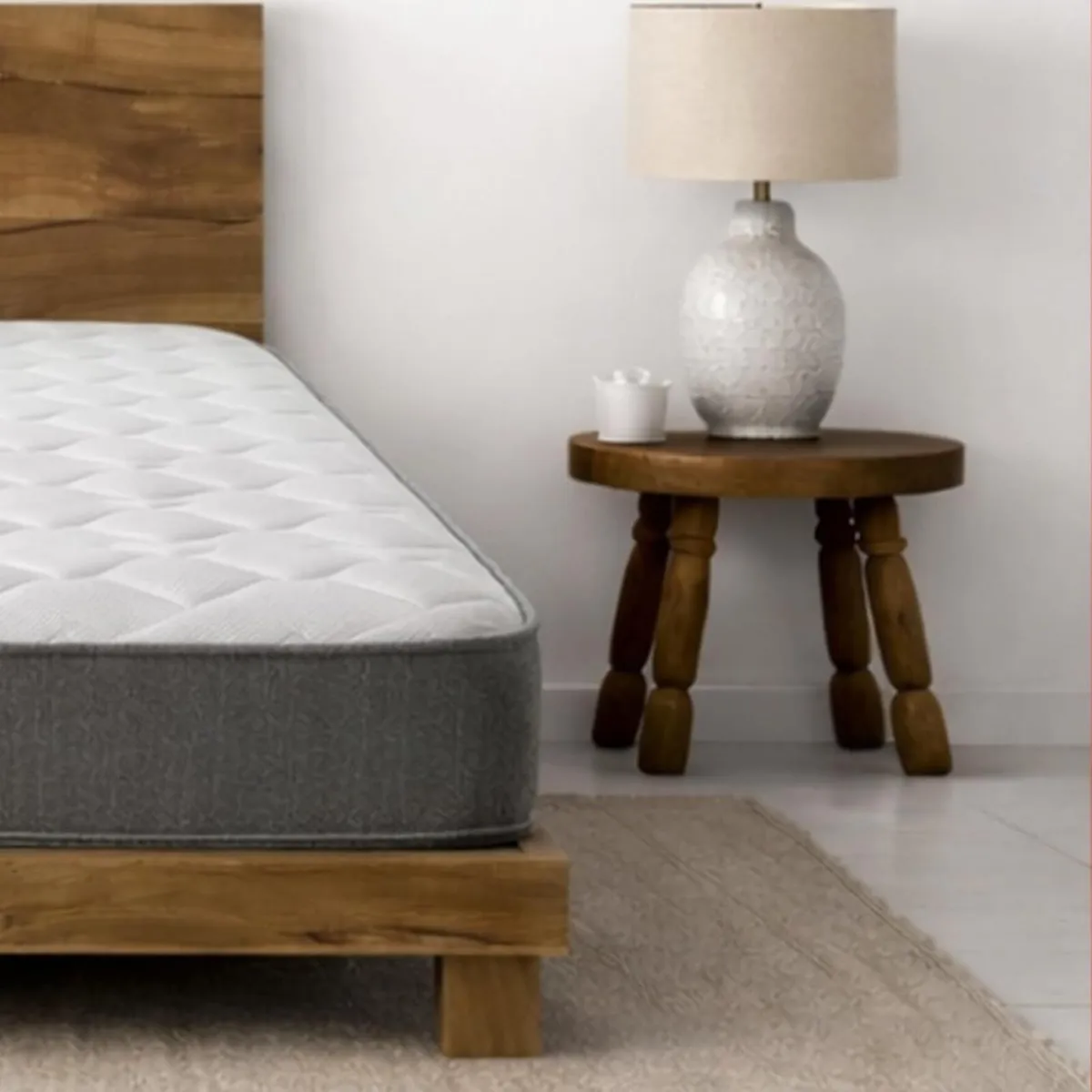 Single Mattress with Springs Memory Foam - Grey - Image 1