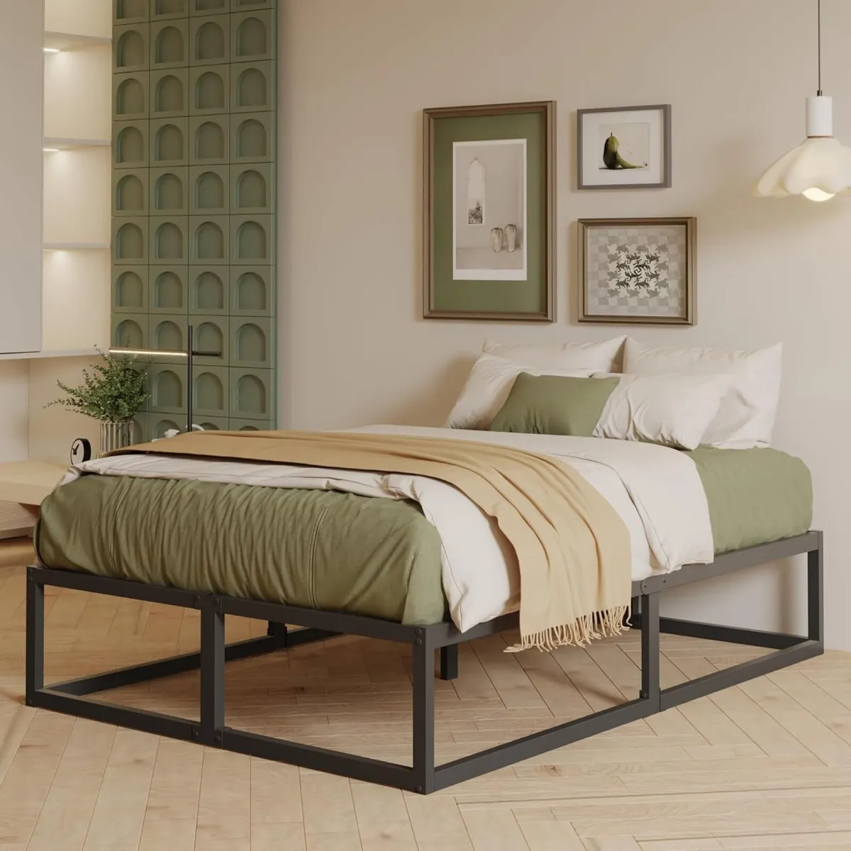 King Size Bed Frame 36cm High with Steel Slats - Image 1