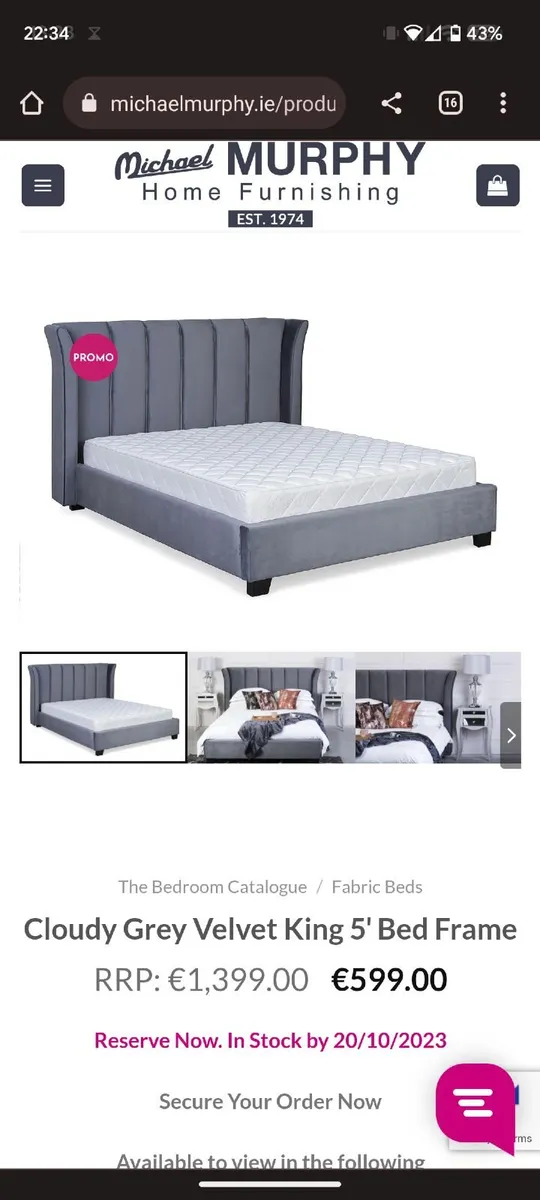Grey king size bed frame - Image 2
