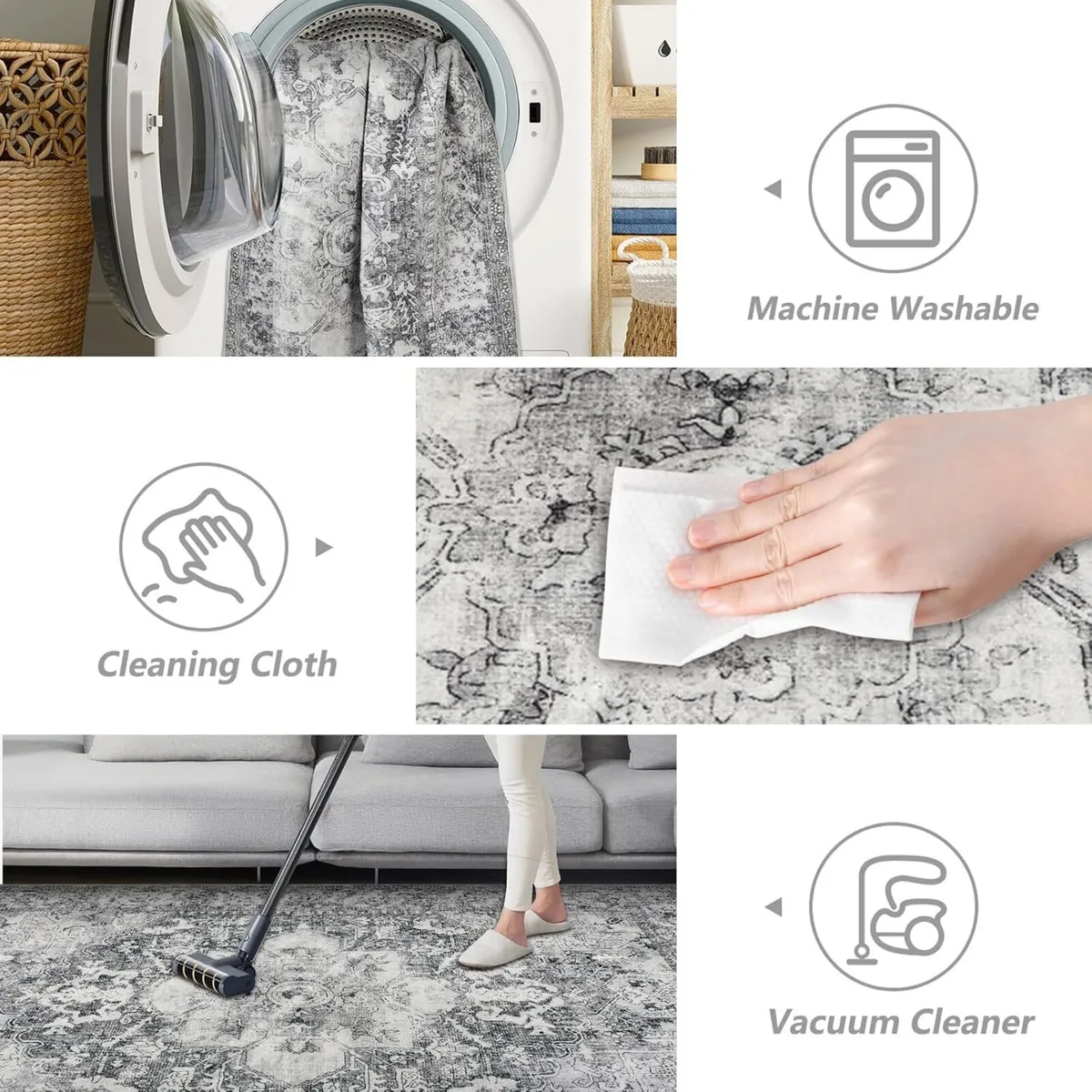 Rugs Living Room Large 160x230cm Grey Machine - Image 4