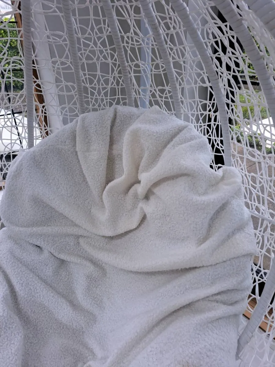 White Boucle Extra Large Egg Chair New - Image 4