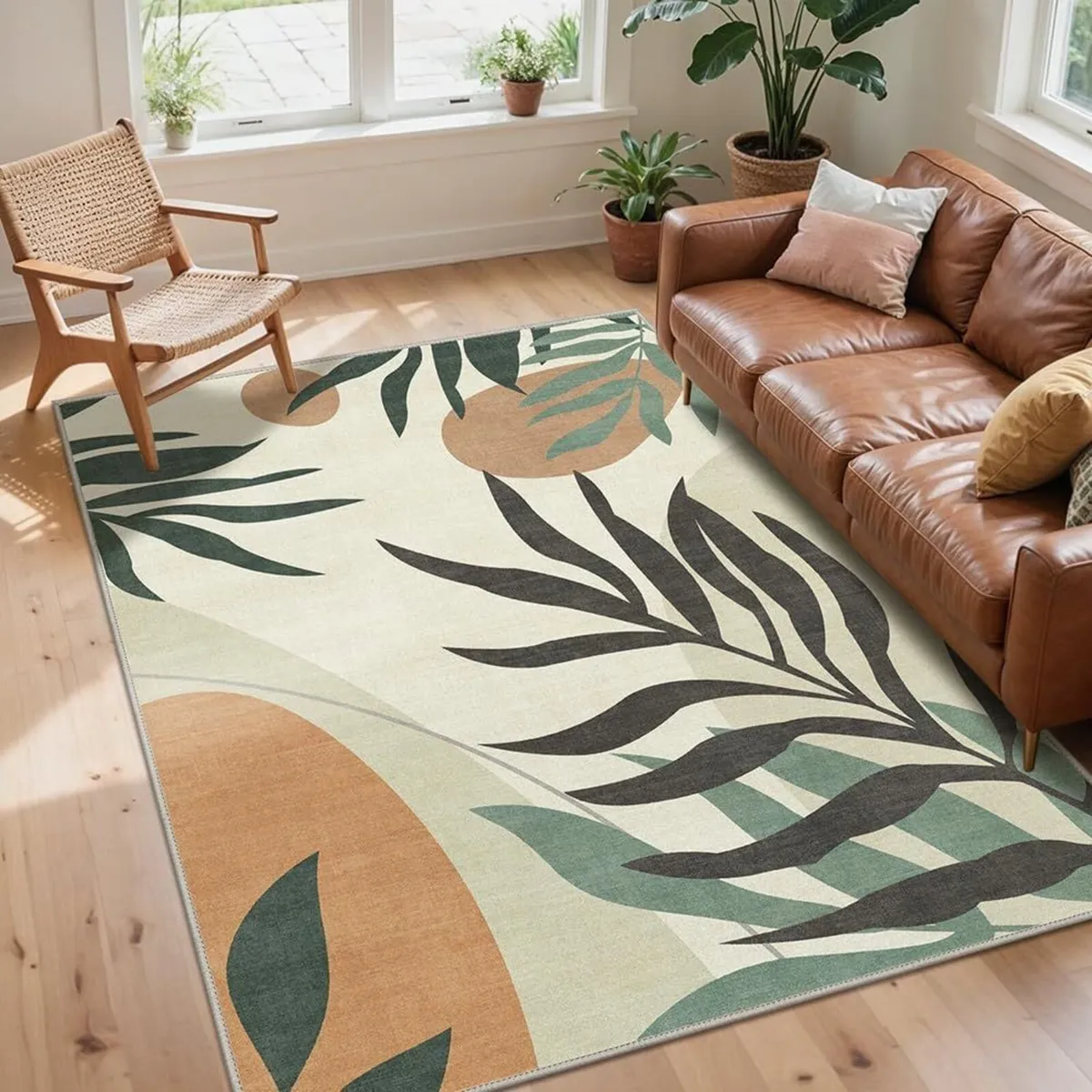 Rugs Living Room 240x300cm Large Leaf Design - Image 4
