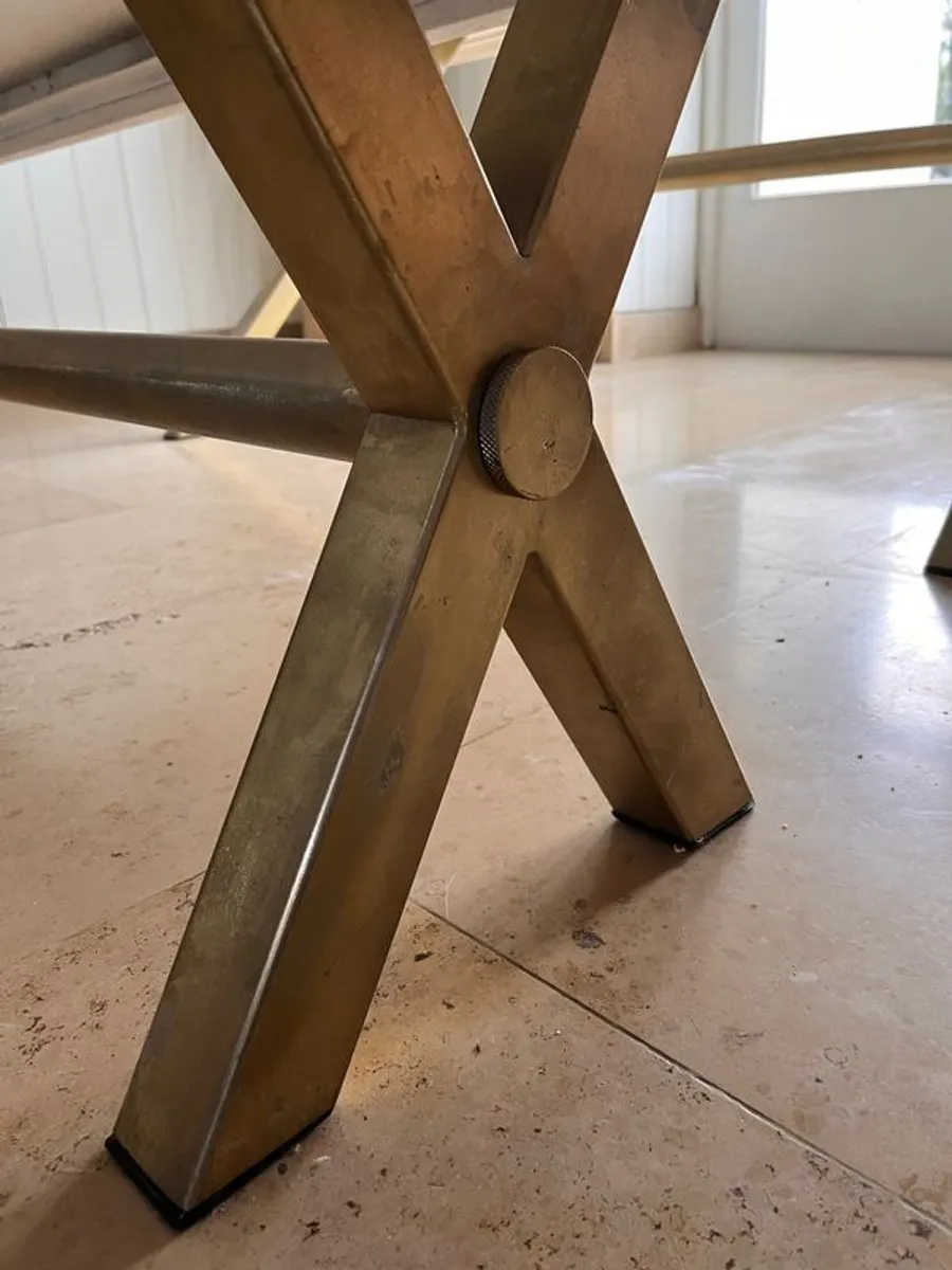 Atkin and Thyme Chevron Mango Wood Dining Table & Matching Bench (Living Patina) - Image 3