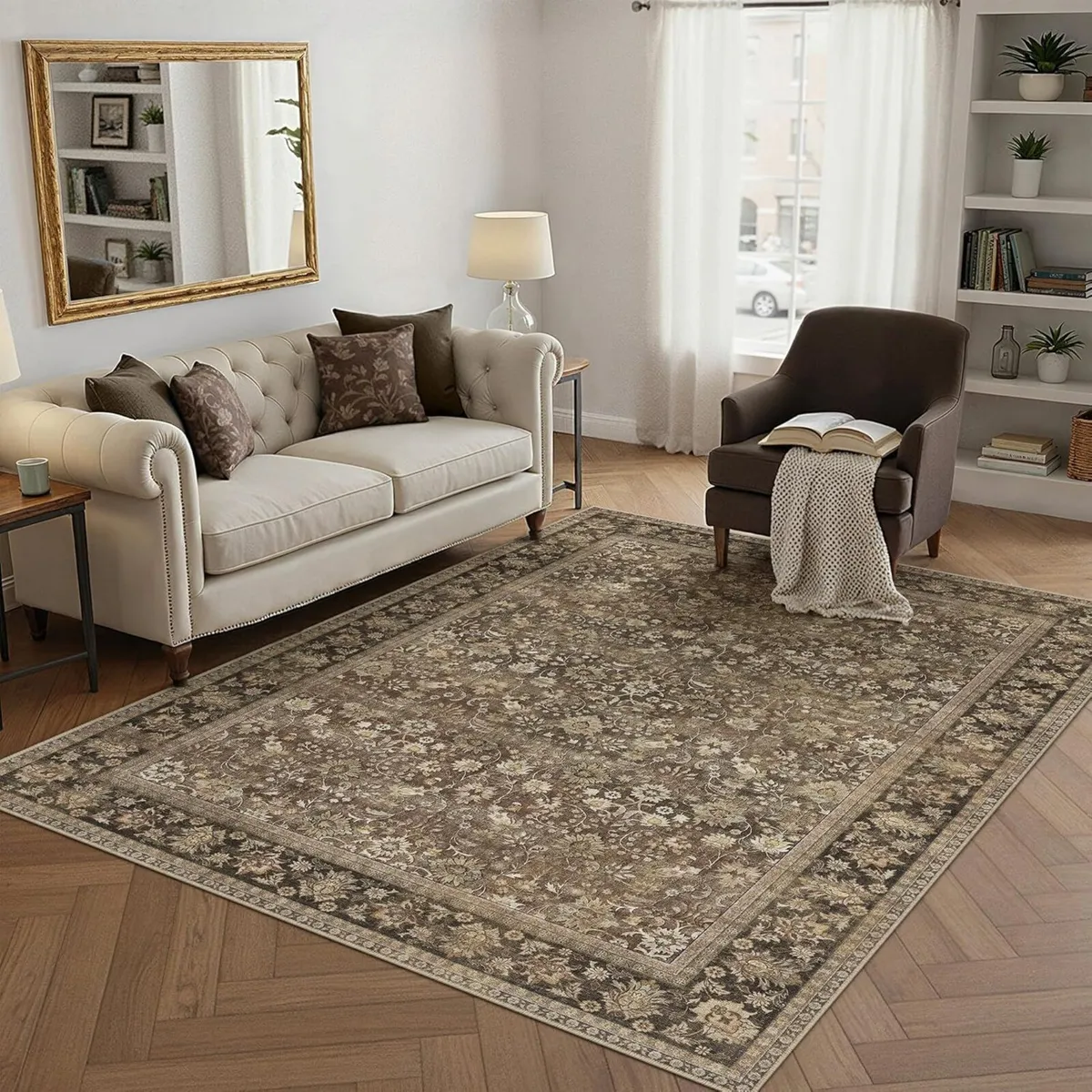 Large Area Rug Living Room 160x230cm Brown - Image 1