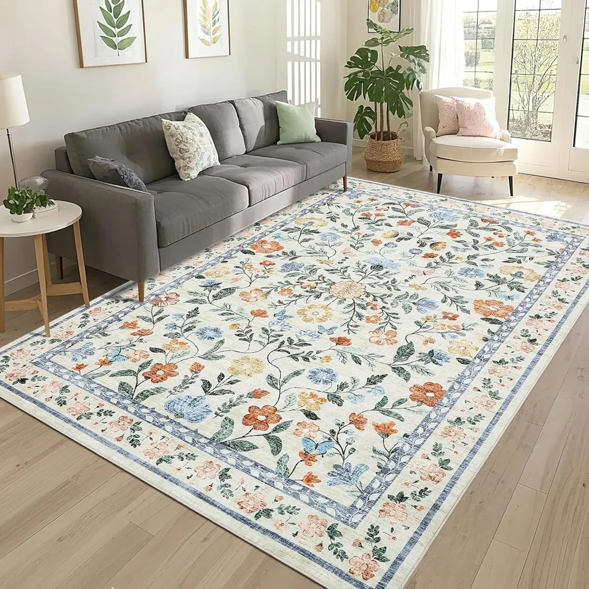 160x230 cm Soft Large Floral Rug Washable - Image 3