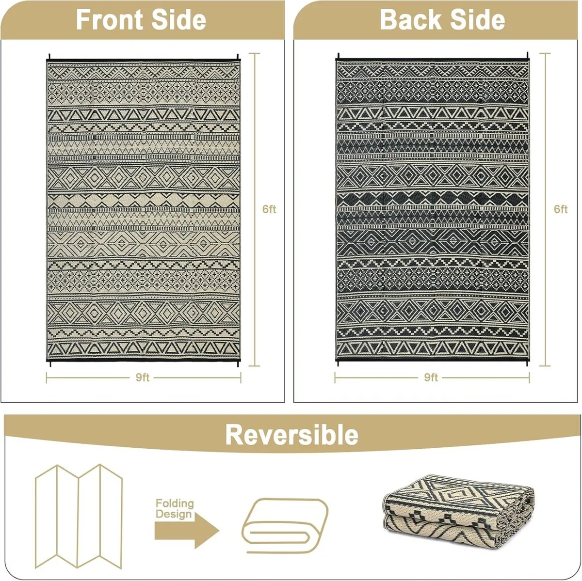240 x 300 cm Outdoor Rug for Patio Waterproof - Image 2