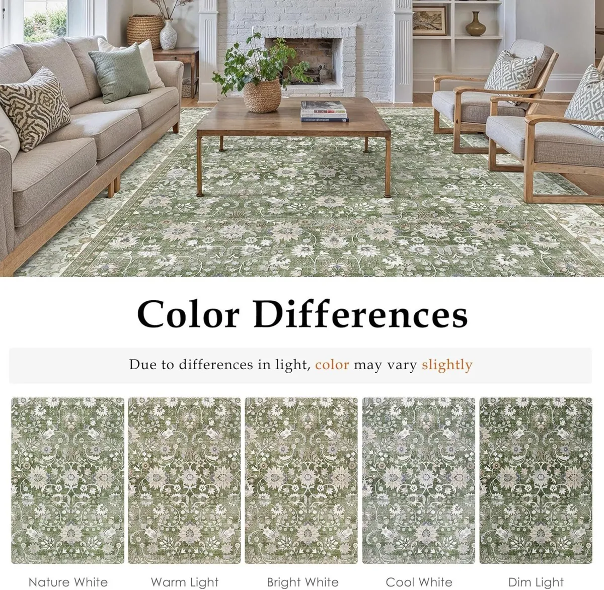 Living Room Rug 180x270 cm Washable Area Rugs for - Image 2