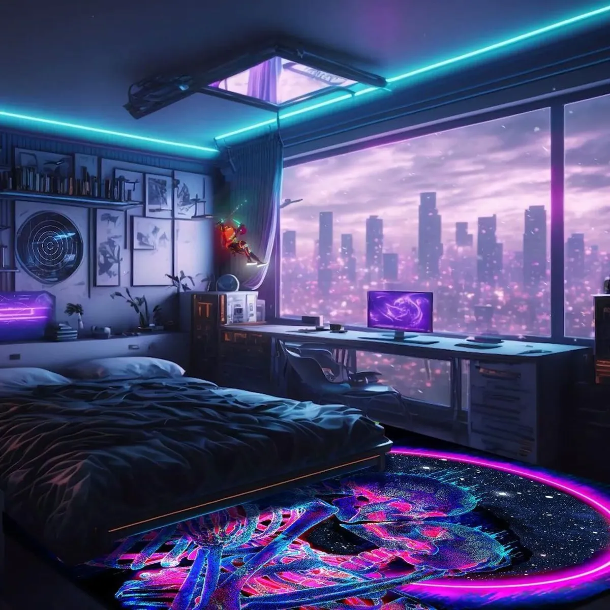 HOLAVADA Blacklight Kissing Skull Area Rug Large - Image 2