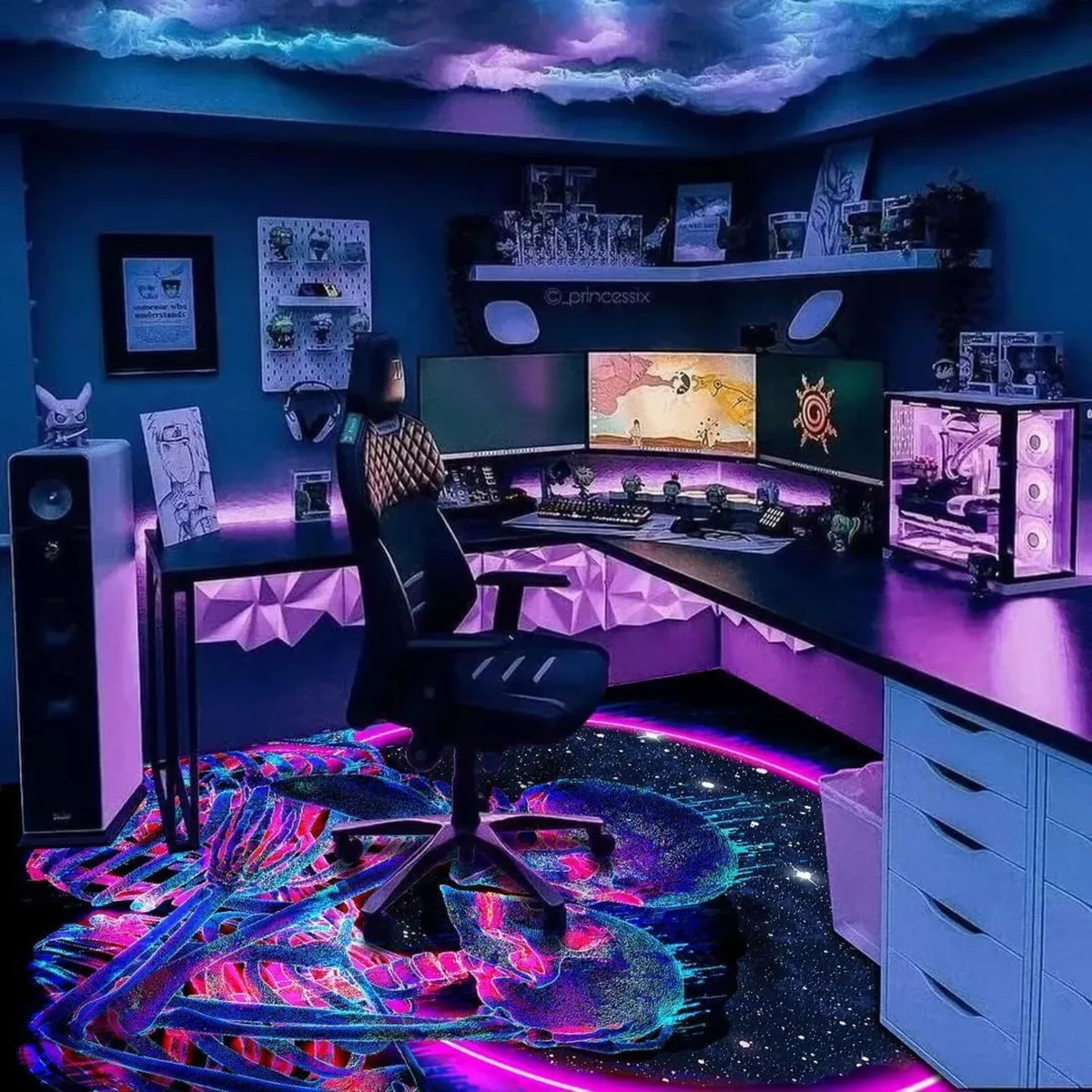 HOLAVADA Blacklight Kissing Skull Area Rug Large - Image 3