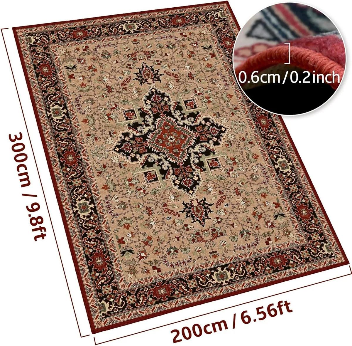 Area Rugs 200x300cm for Living Room Washable Boho - Image 2