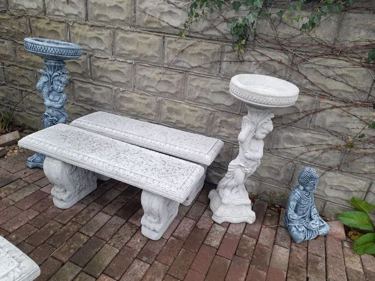 Garden Bench + An Angel Bird Bath - Only 85 Each! - Image 1