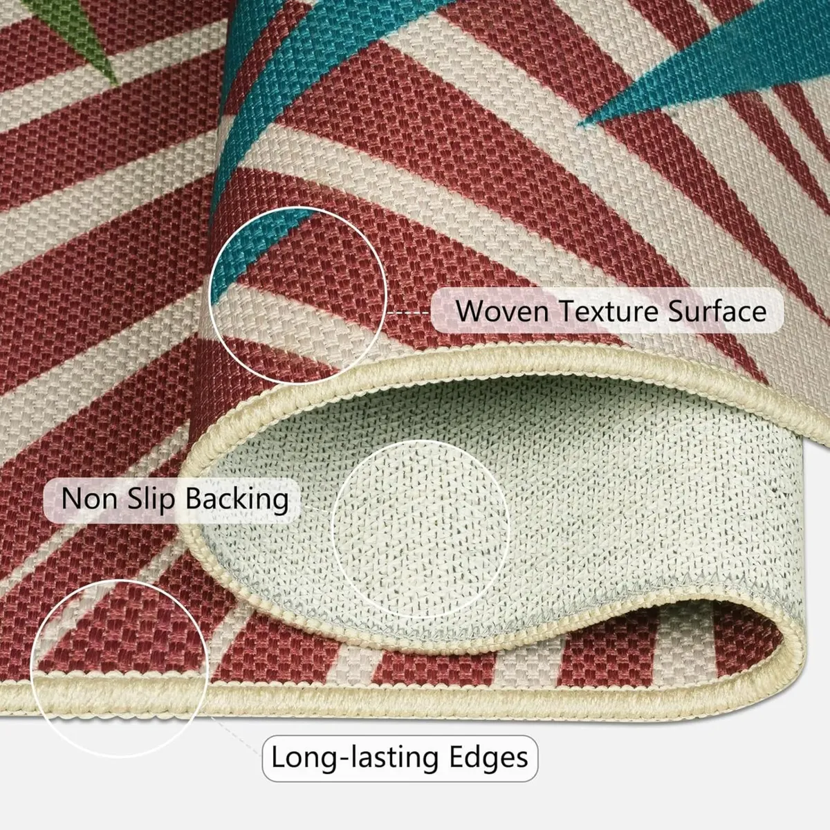 Indoor Outdoor Rug 160x230cm Colorful Washable - Image 3