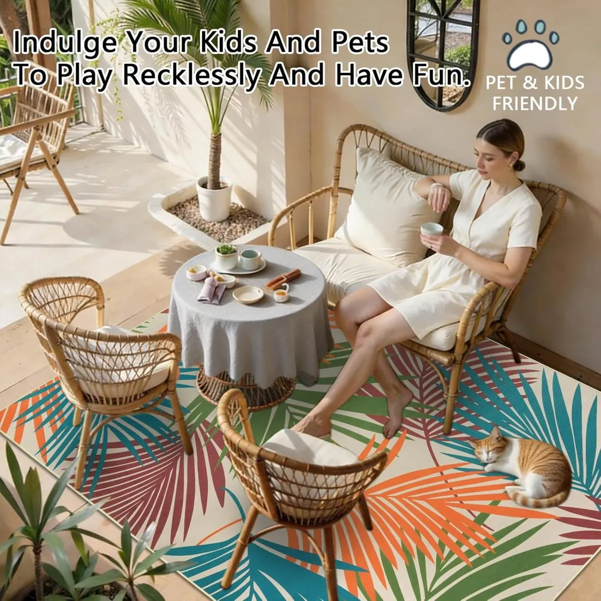 Indoor Outdoor Rug 160x230cm Colorful Washable - Image 4