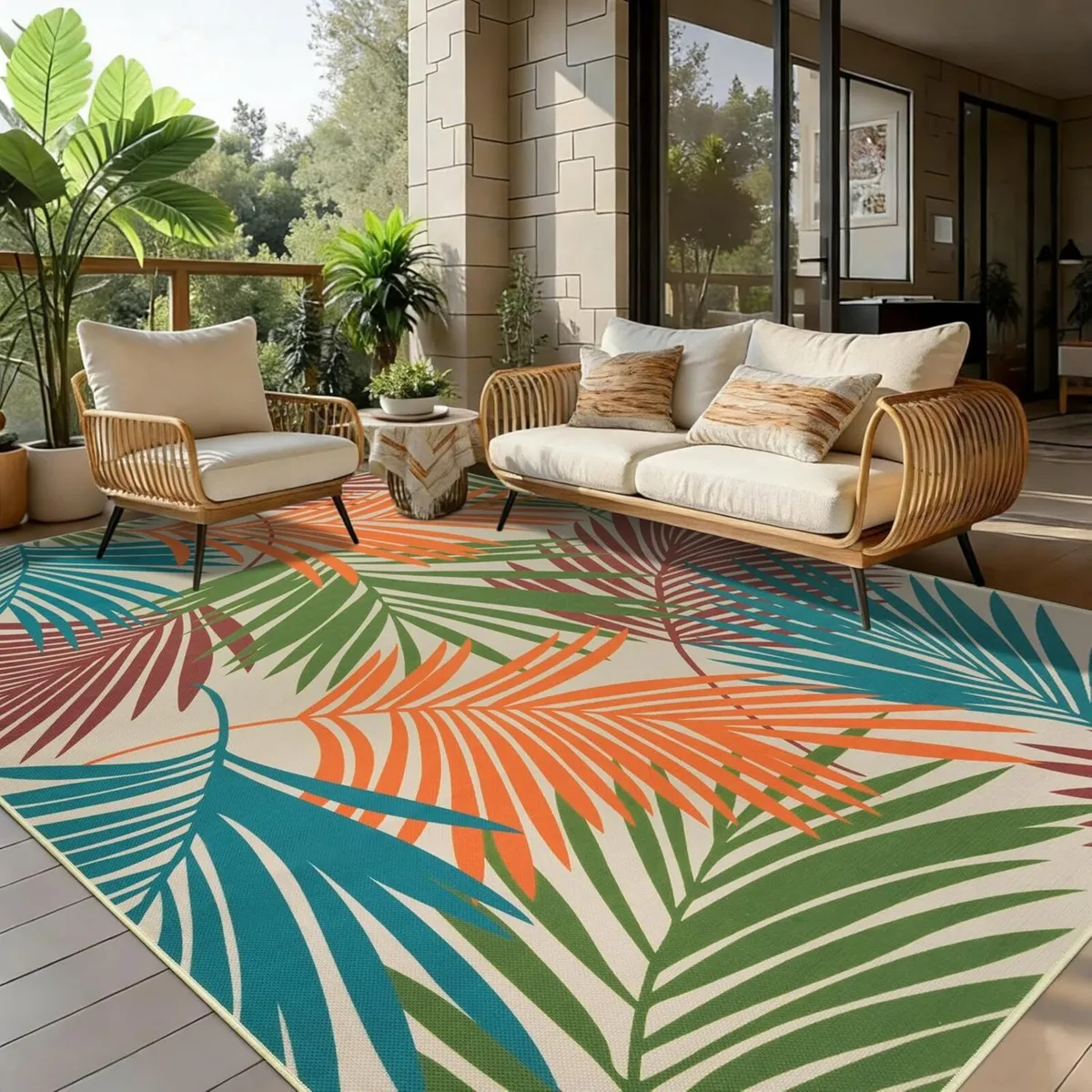 Indoor Outdoor Rug 160x230cm Colorful Washable - Image 1