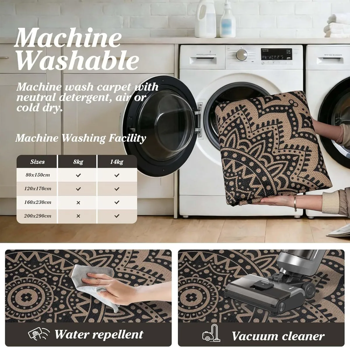 Washable Rugs for Living Room 160x230cm Mandala - Image 4