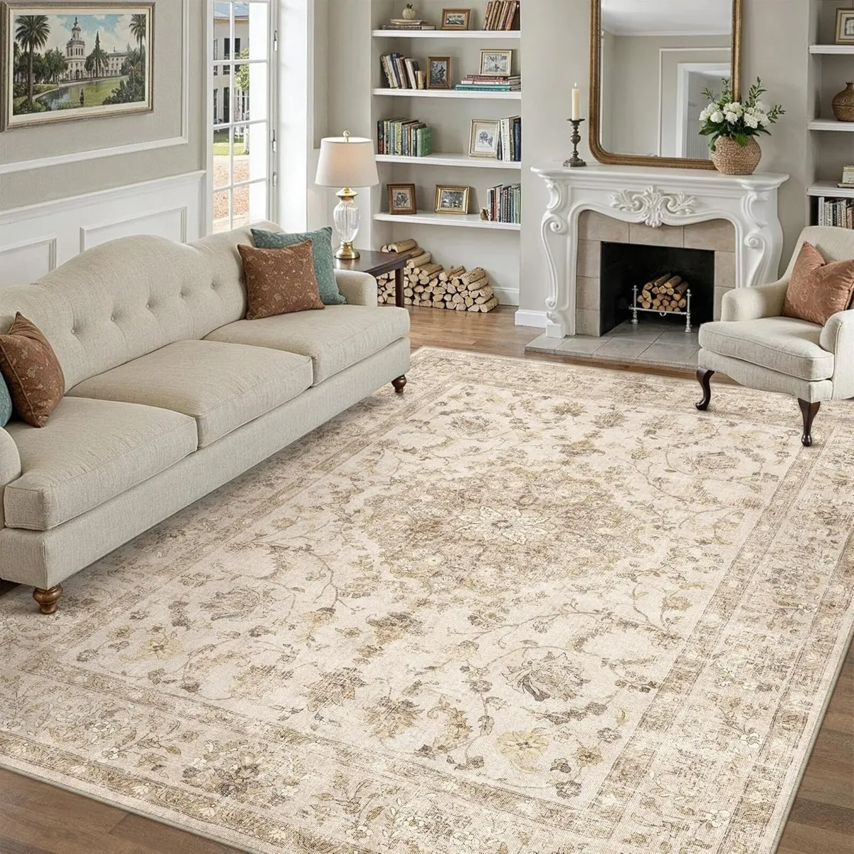 Beige Rugs Living Room 240x300cm Vintage Machine - Image 1