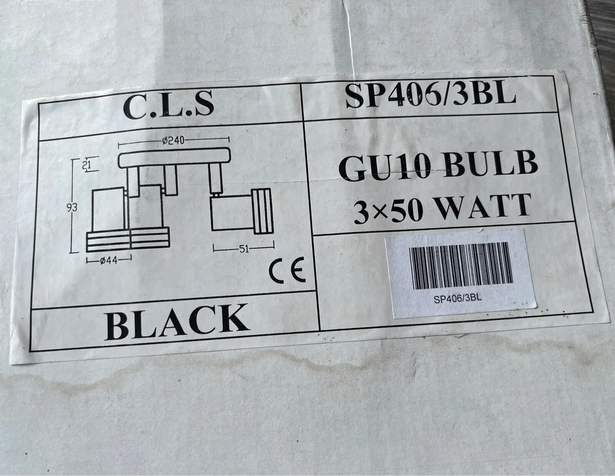 Black Circular Three Fitting light with bulbs - Image 3