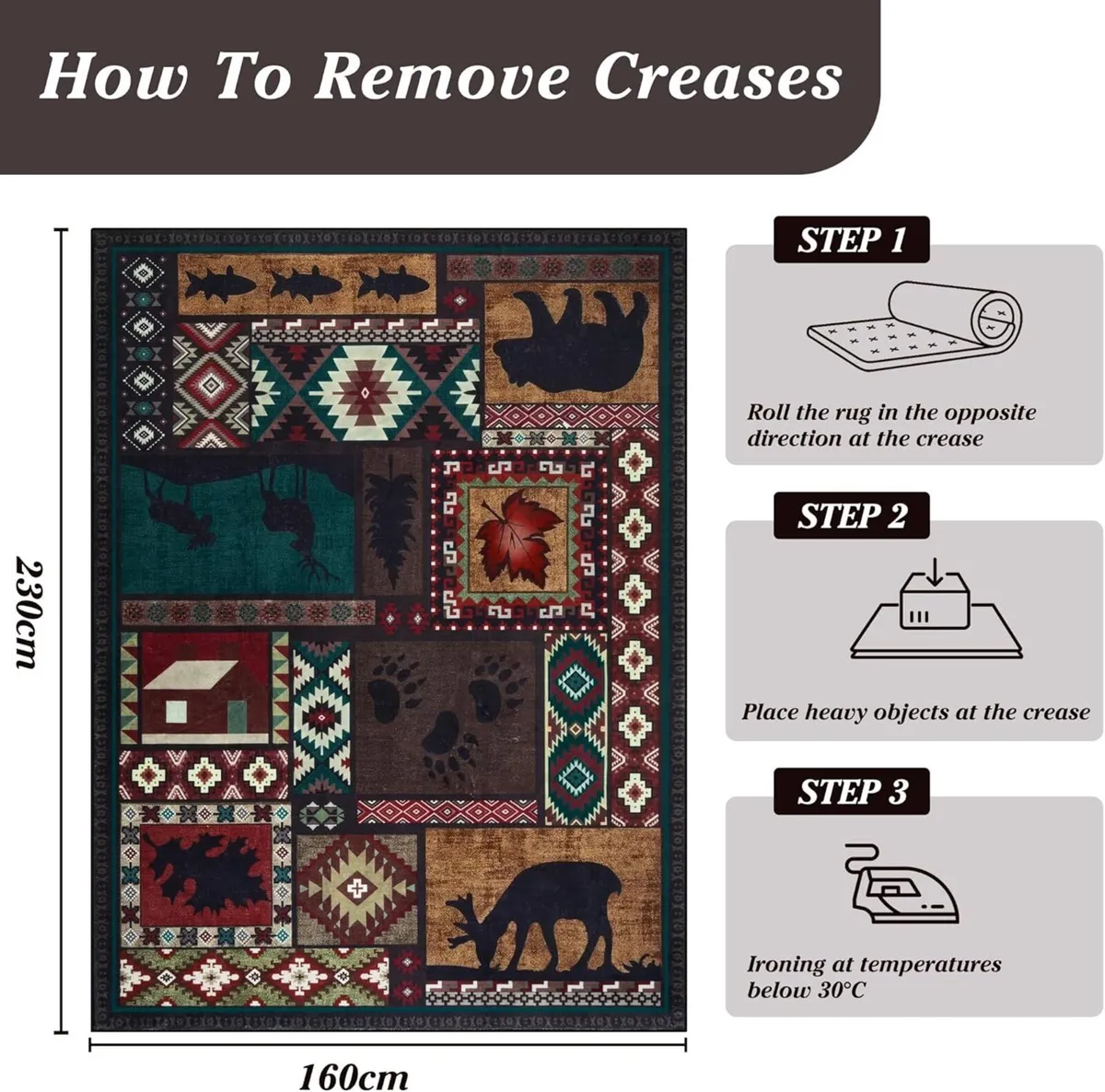 Large Rugs for Living Room 160x230cm Boho Area - Image 2