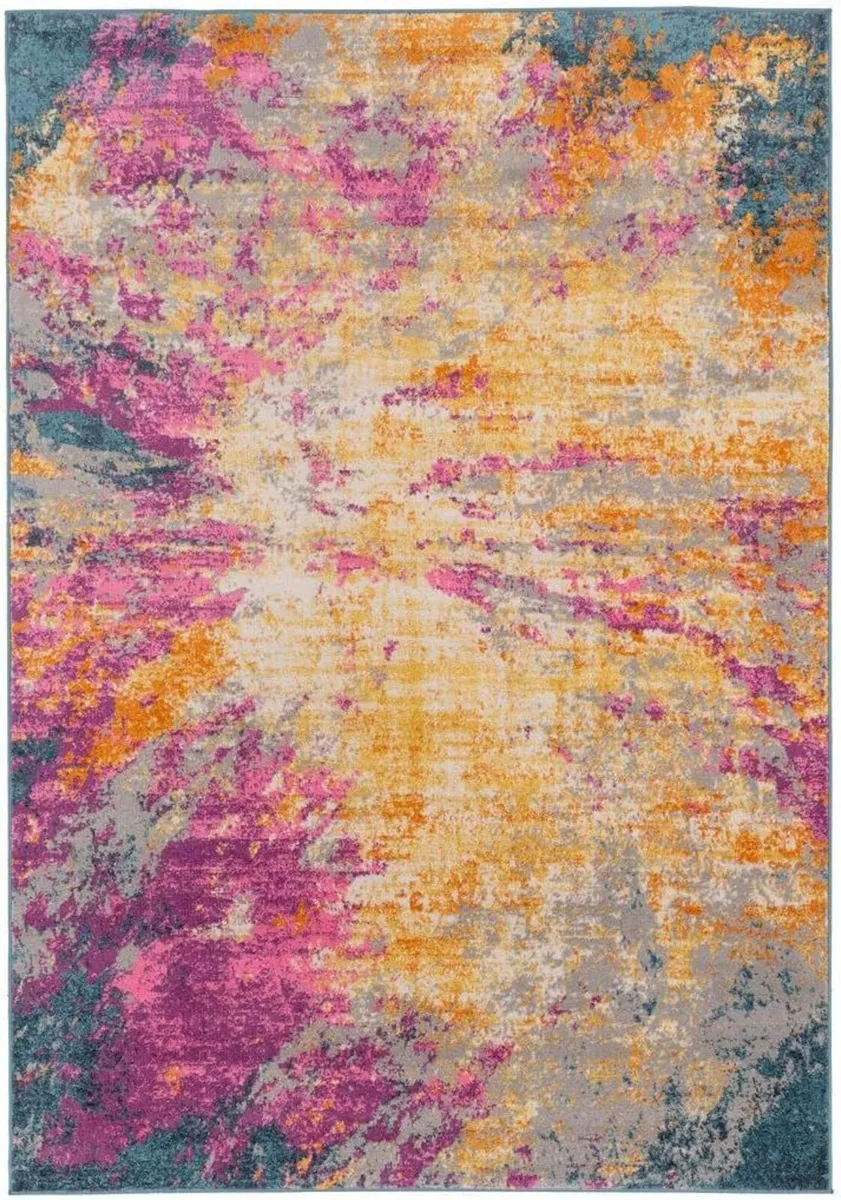 Multicolour Rug Kids Bedroom Teens Colour Splash - Image 1