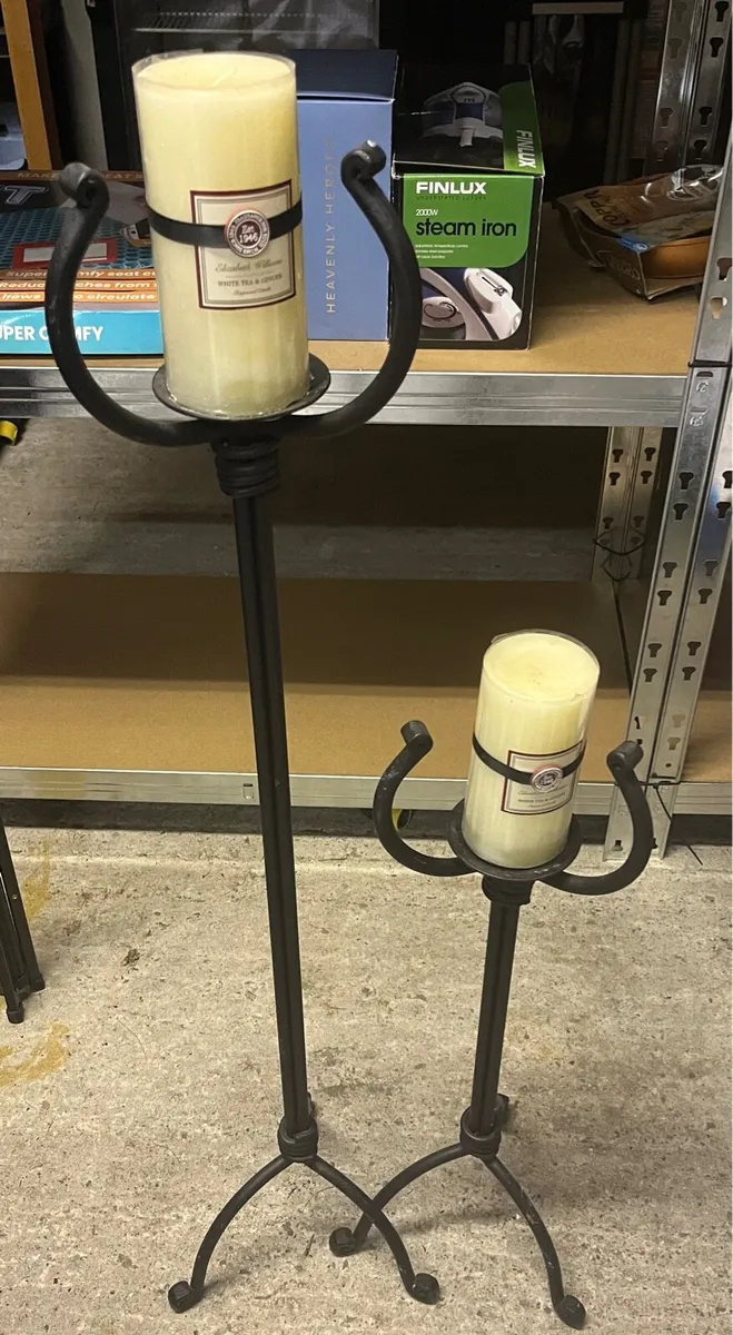 Wrought Iron Floor Candle Stick holders - Image 1