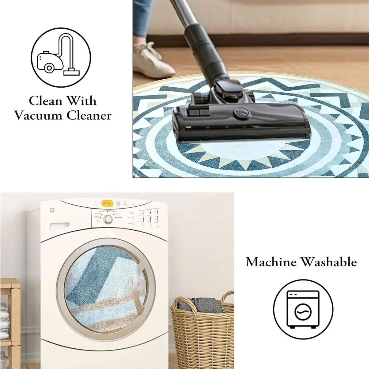 Machine Washable Round Rug for Bedroom - Extra - Image 4