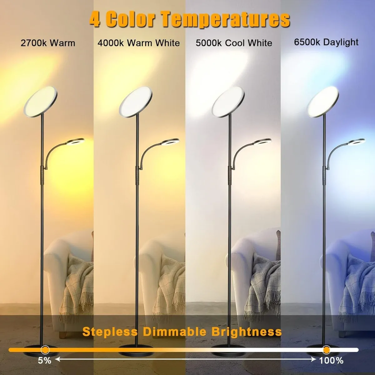 LED Uplighter Floor Lamp Upgraded 42W 4200LM - Image 2