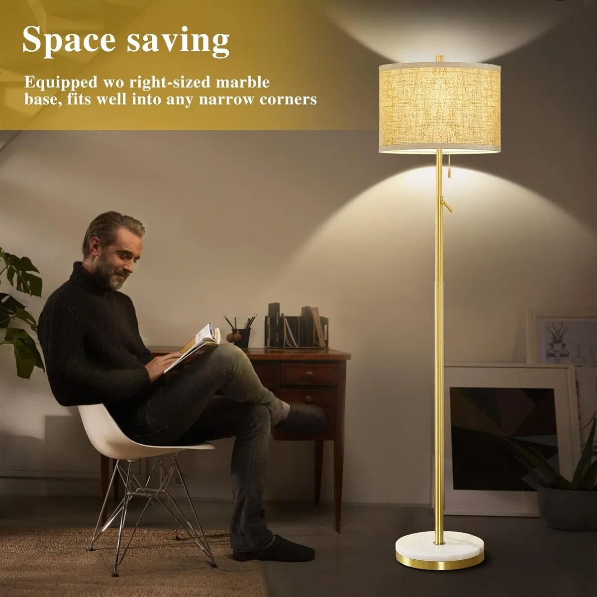 Floor Lamp for Living Room Gold Marble Adjustable - Image 4