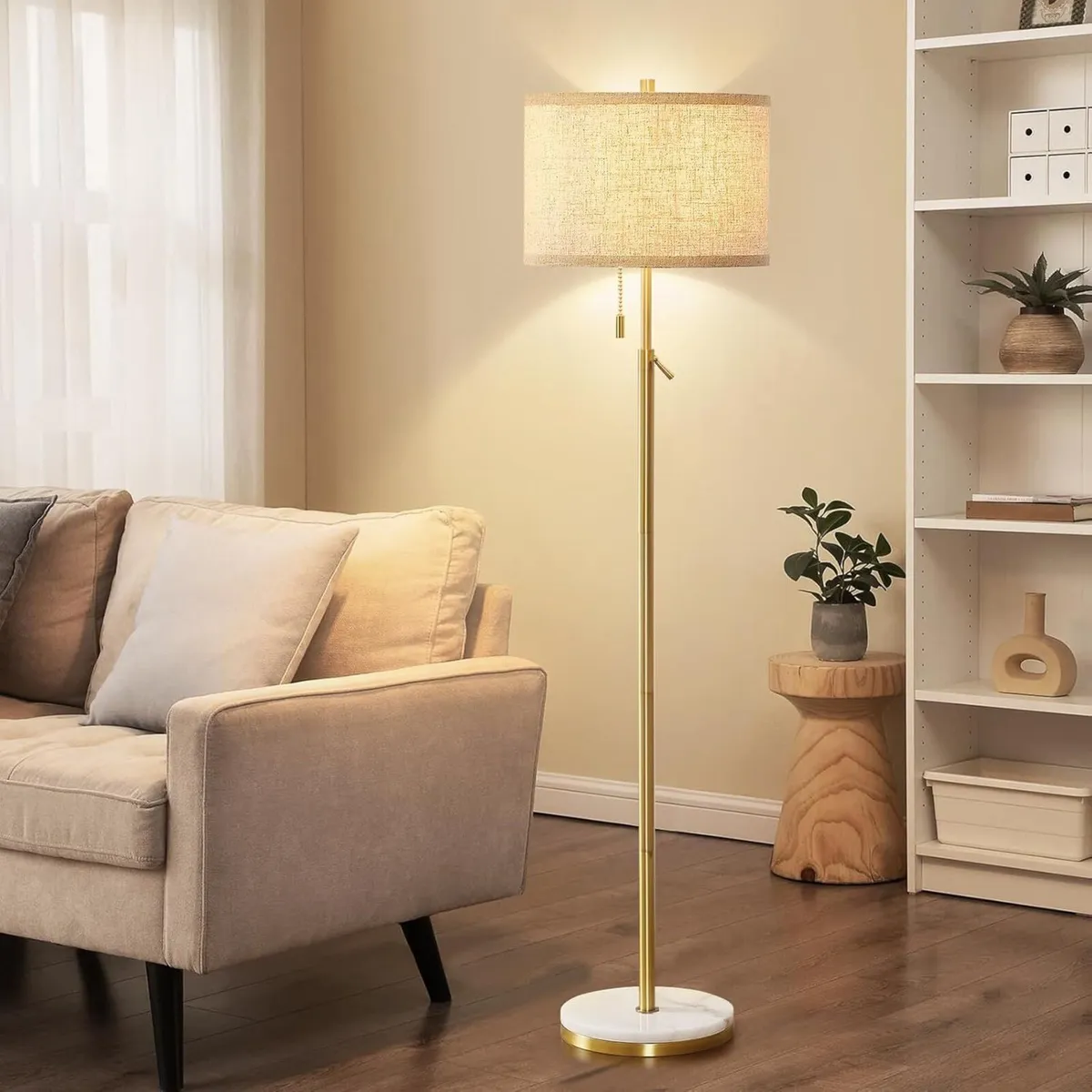 Floor Lamp for Living Room Gold Marble Adjustable - Image 1