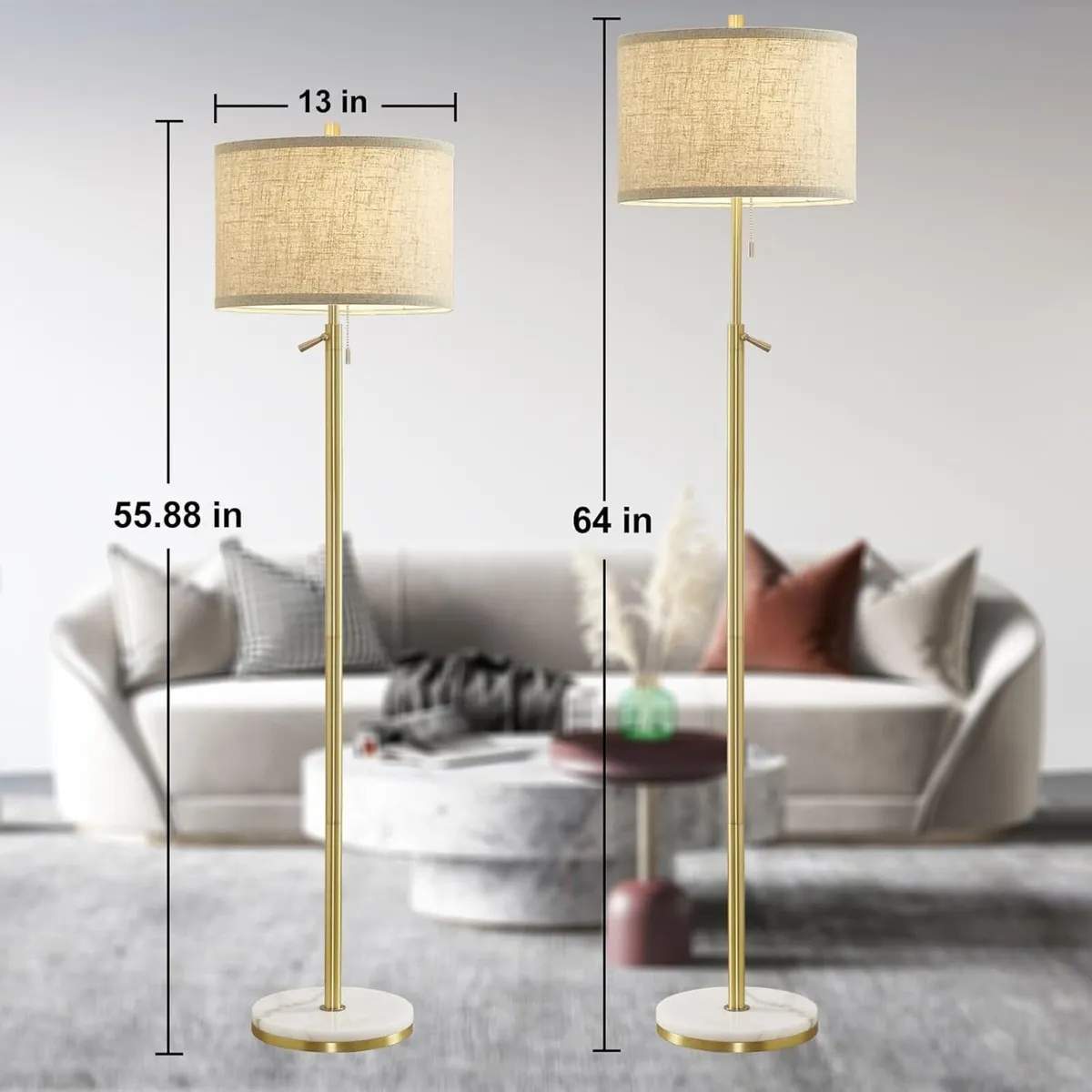 Floor Lamp for Living Room Gold Marble Adjustable - Image 2