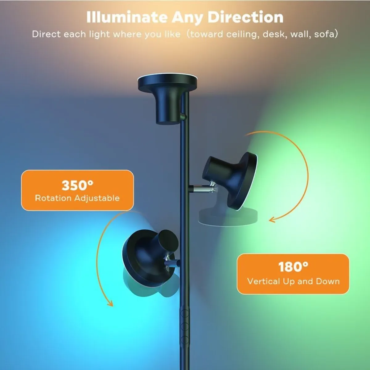 RGB Floor Lamp 36W Bright LED Standing with 3 - Image 4