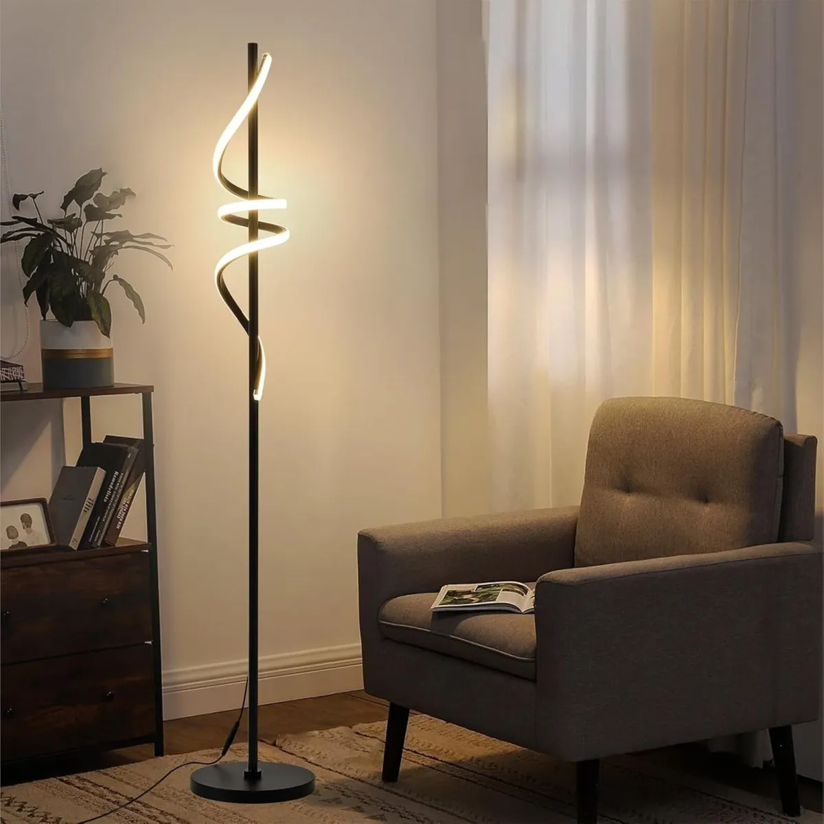 Spiral Floor Lamp LED Modern Dimmable Standing - Image 1